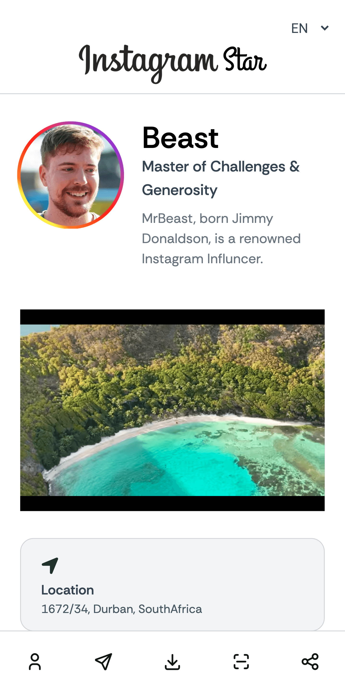 Influencer vCard Demo